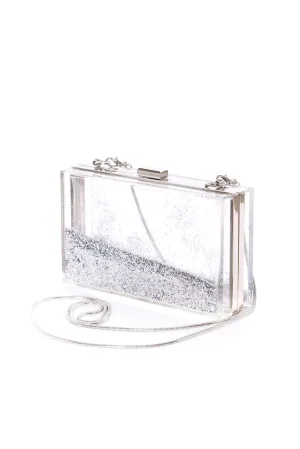 All That Glitters Clutch - Clear/Silver