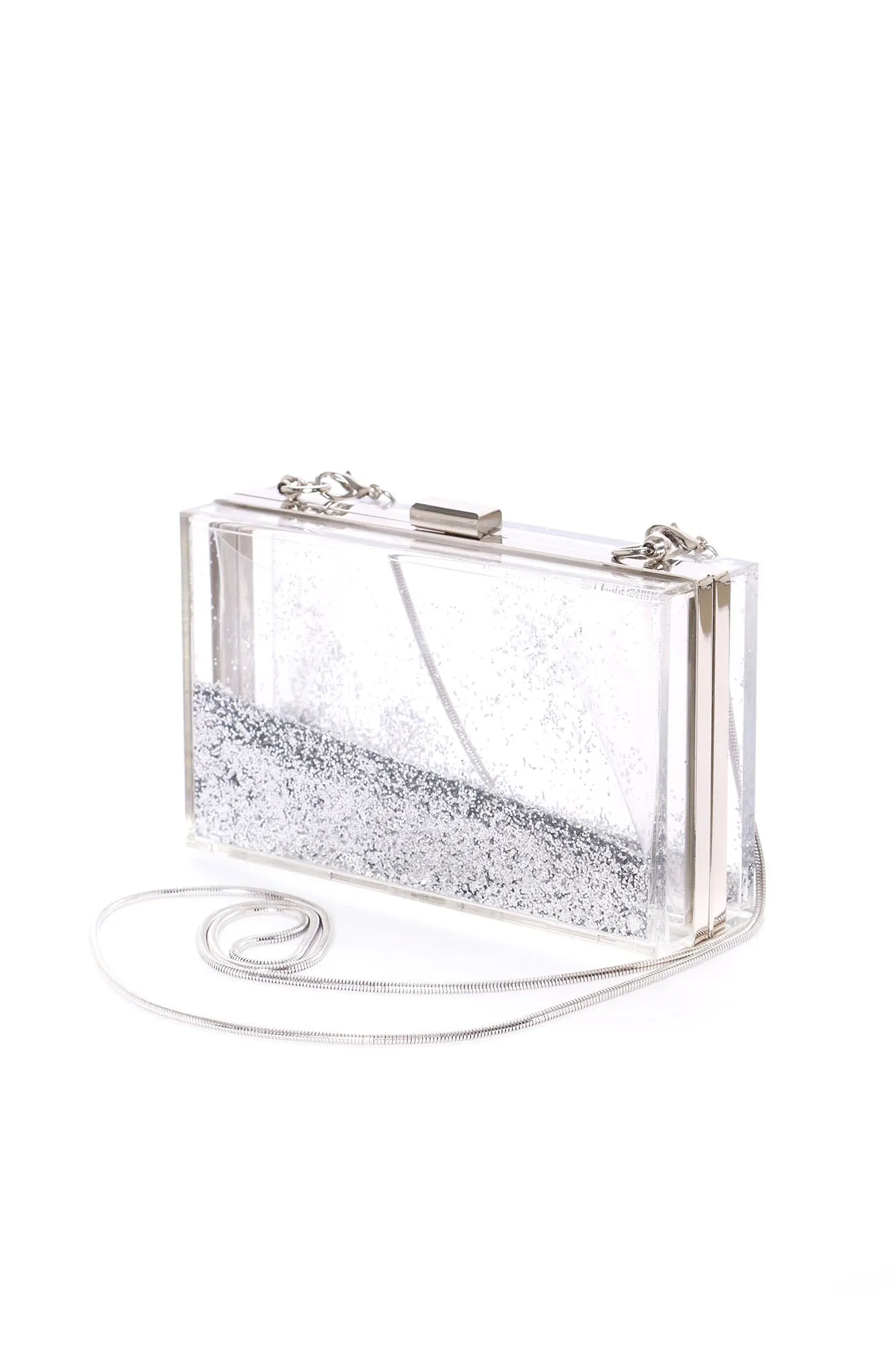 All That Glitters Clutch - Clear/Silver