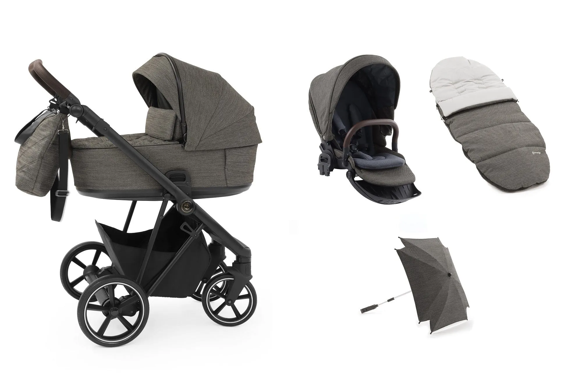 BabyStyle Prestige Vogue Pushchair - Mountain / Black Frame / Brown Leather