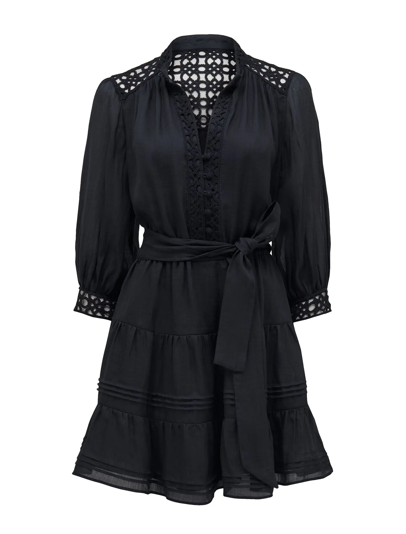 Crochet-Trimmed Mini Dress - Cecilia