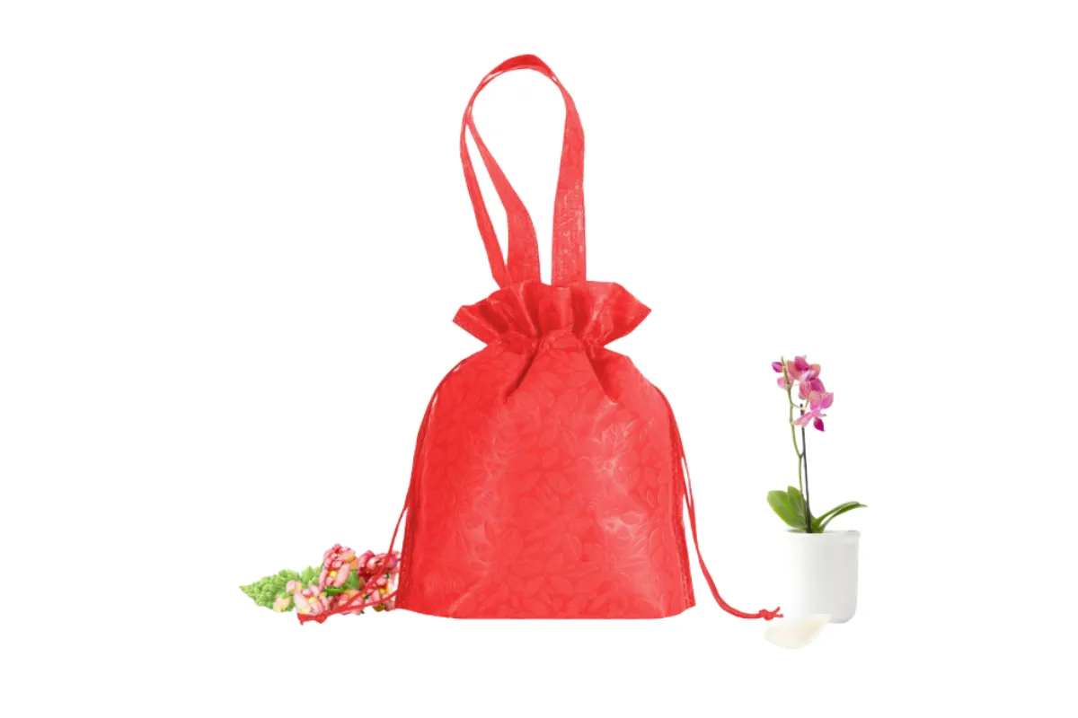 Chinese New Year Solid Colour Non-Woven Drawstring Bag