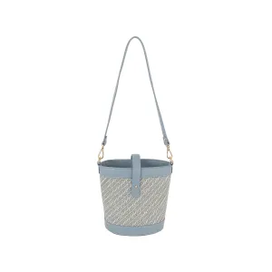 Classic diagonal pattern crossbody bucket bag