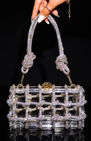 Clear Handbag With Crystal Roping