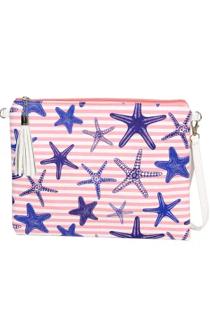 EAB9356 Pink Starfish Print Crossbody/Clutch (L)