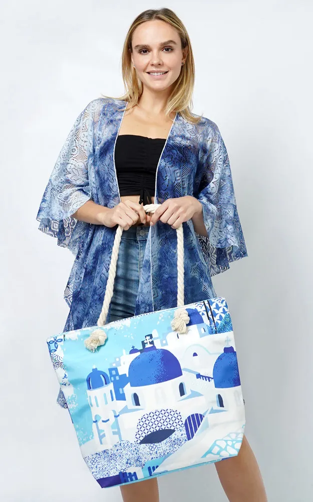 EBB10605BL SANTORINI PRINT TOTE BAG
