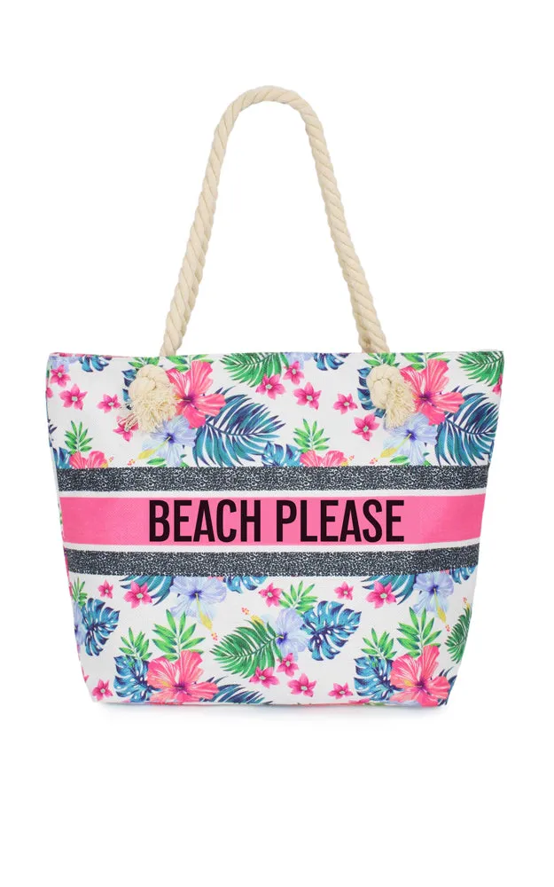 EBB11008 BEACH PLEASE -TROPICAL BEACH BAG