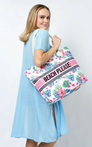 EBB11008 BEACH PLEASE -TROPICAL BEACH BAG