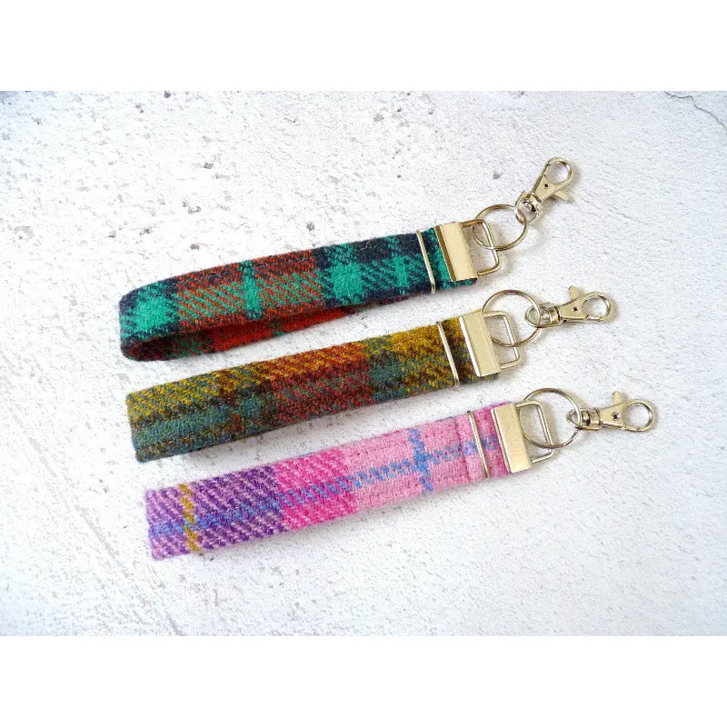 Harris Tweed Wristlet Keyring - Green & Multi