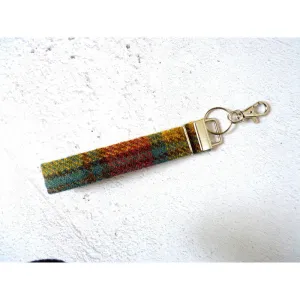 Harris Tweed Wristlet Keyring - Green & Multi