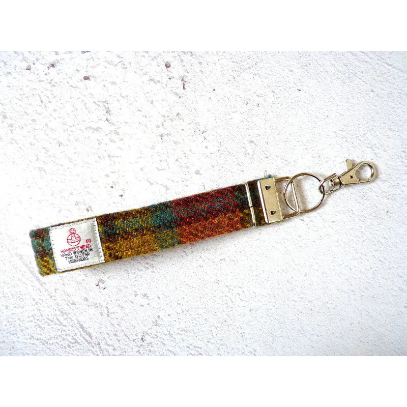 Harris Tweed Wristlet Keyring - Green & Multi