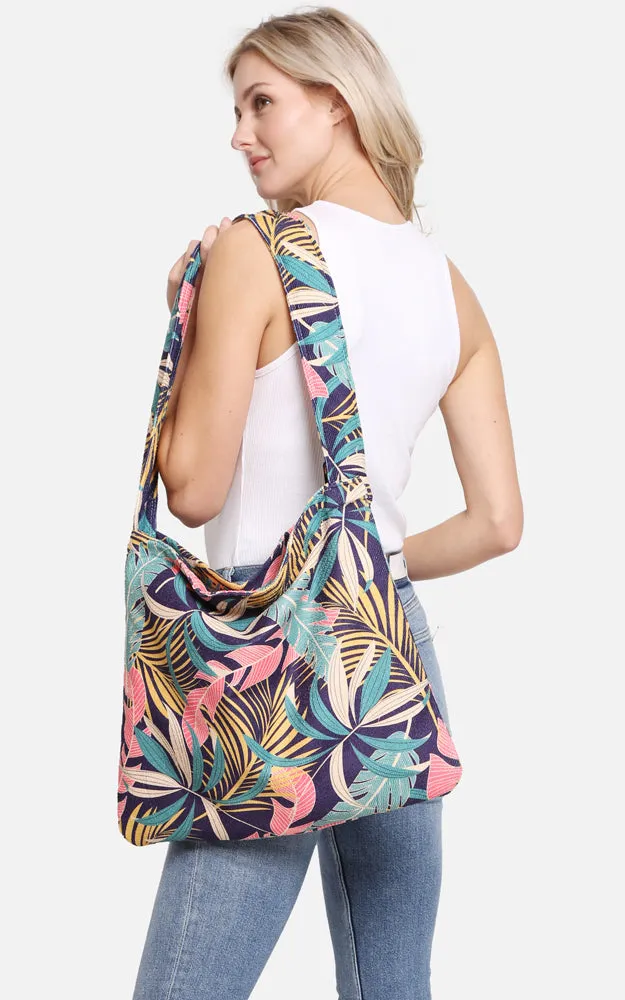 JTB002-21 2 in 1 Palm Tree Leaves Pattern Beach Towel & Beach Bag
