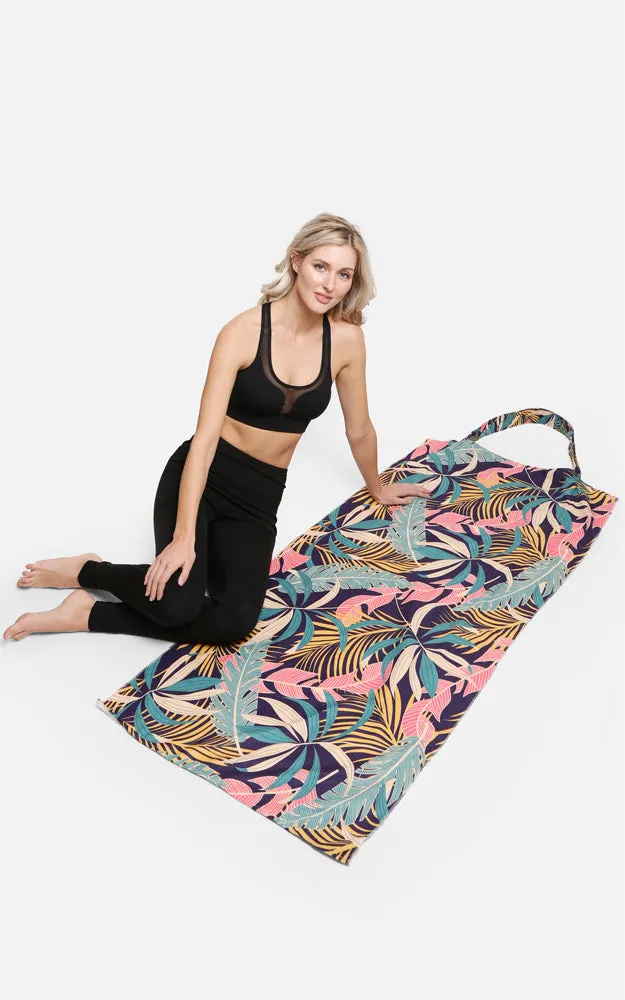 JTB002-21 2 in 1 Palm Tree Leaves Pattern Beach Towel & Beach Bag