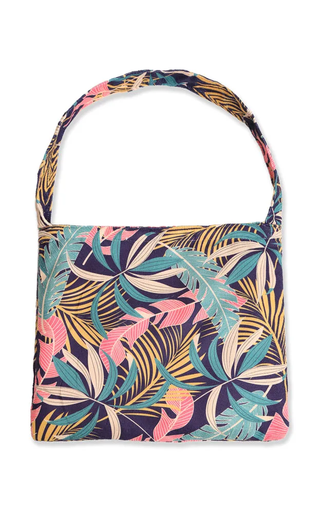 JTB002-21 2 in 1 Palm Tree Leaves Pattern Beach Towel & Beach Bag