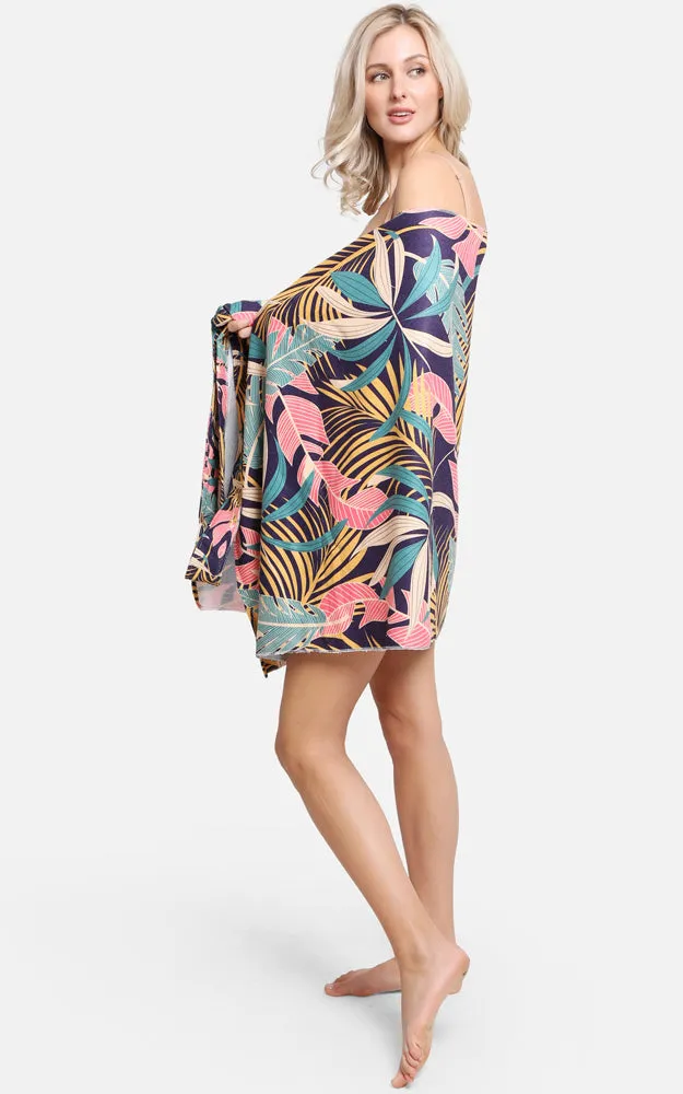 JTB002-21 2 in 1 Palm Tree Leaves Pattern Beach Towel & Beach Bag