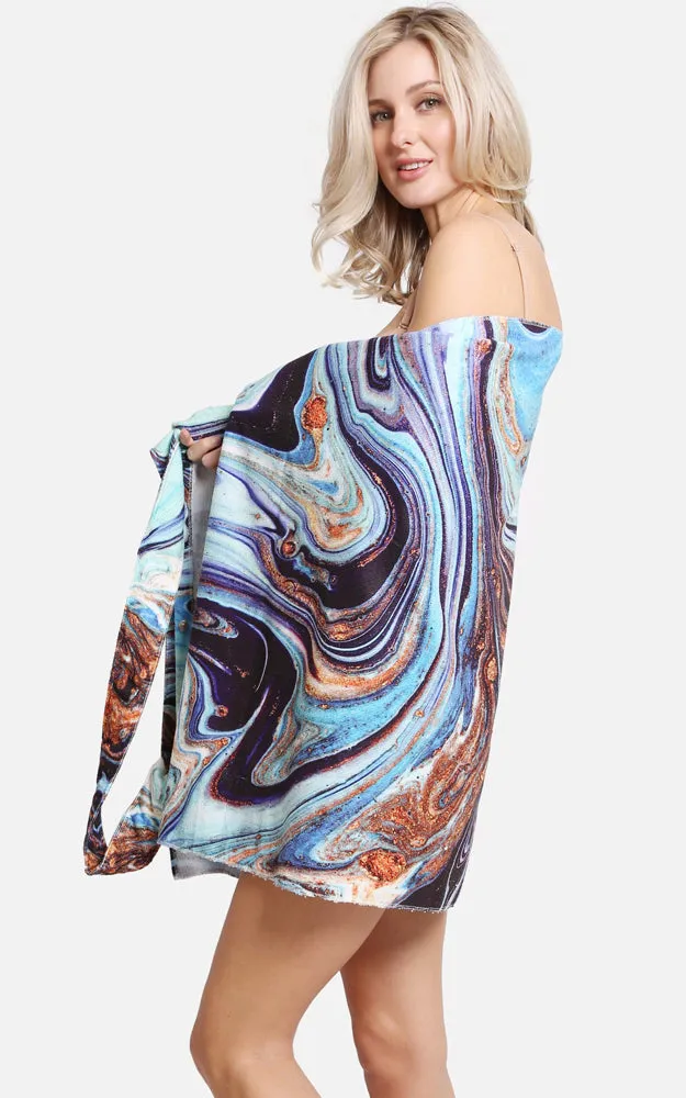 JTB002-24 2 in 1 Geode Marble Pattern Beach Towel & Beach Bag