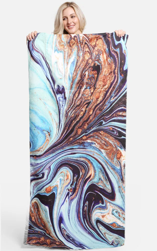 JTB002-24 2 in 1 Geode Marble Pattern Beach Towel & Beach Bag