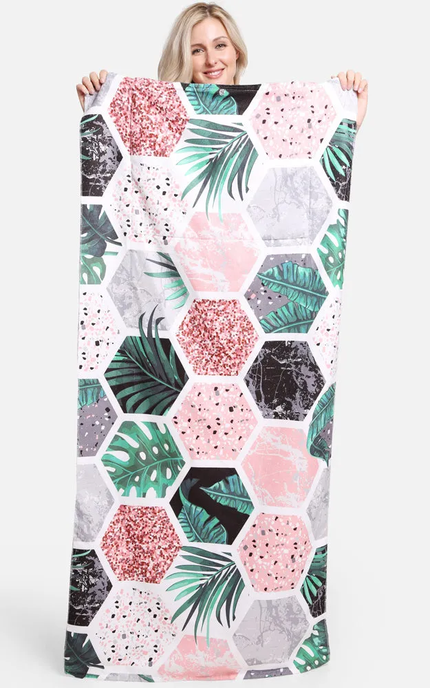 JTB002-25 2 in 1 Pineapple Glitter Pattern Beach Towel & Beach Bag