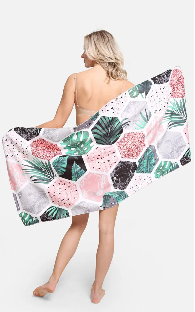 JTB002-25 2 in 1 Pineapple Glitter Pattern Beach Towel & Beach Bag