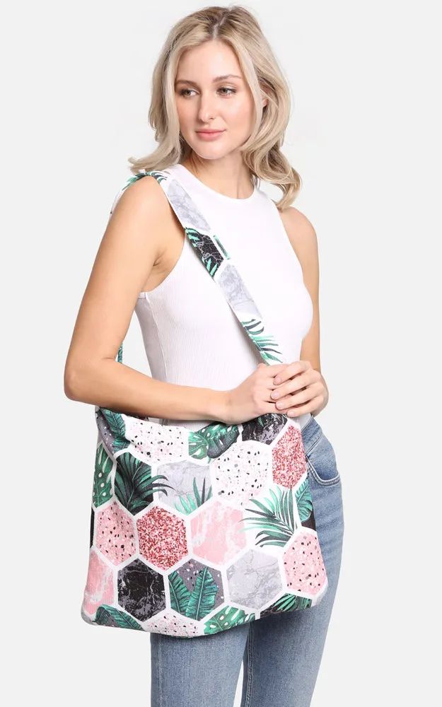 JTB002-25 2 in 1 Pineapple Glitter Pattern Beach Towel & Beach Bag