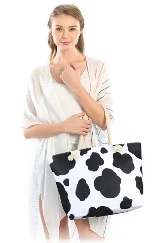 LOA313 Cow Print Beach Bag
