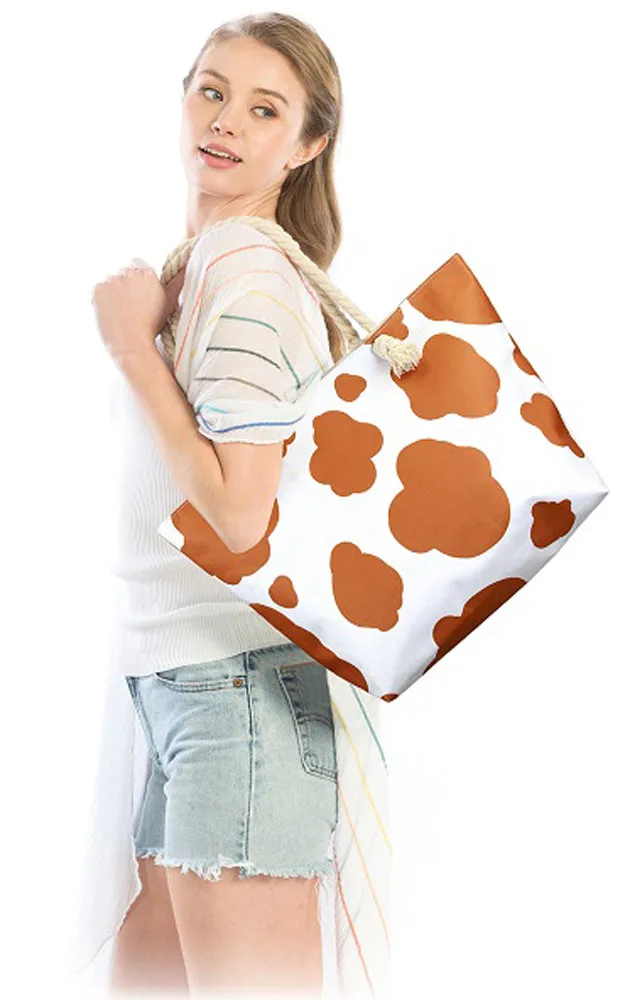 LOA313 Cow Print Beach Bag
