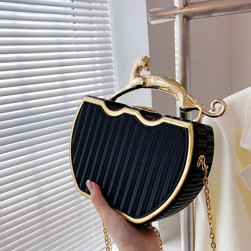 Luxury Designer Stripe Printed Handbag Fashion Chain Crossbody Bag Box Tote