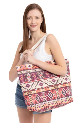 MB0086 Colorful Aztec & Tribe Mix Pattern Tote Bag