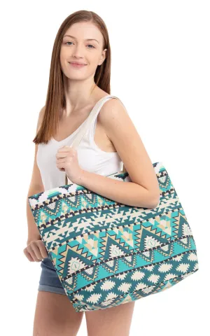 MB0087 Colorful Aztec & Tribe Mix Pattern Tote Bag
